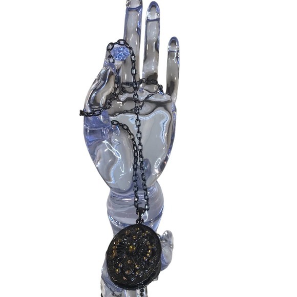 Gunmetal & Black Pendant‎ Necklace - Picture 4 of 6